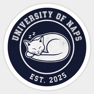University of Naps Sleeping Cat Crest Sticker